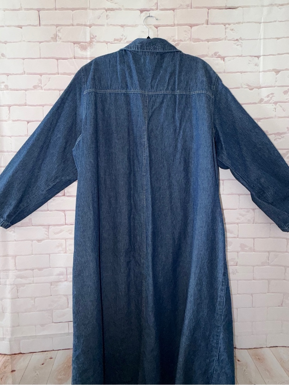 Original TY Wear 3X Denim Maxi Shirt Dress Duster Button Front 100% Cotton - Picture 4 of 7